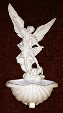 St. Michael Font - 9 Inch - White Alabaster