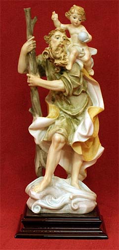 St. Christopher Statue - 8 Inch Handpainted Alabaster