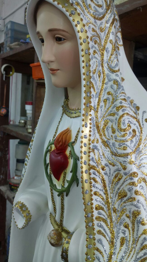 Our Lady of Fatima With Crown Church Statue - 49 Inch - Hand-painted ...