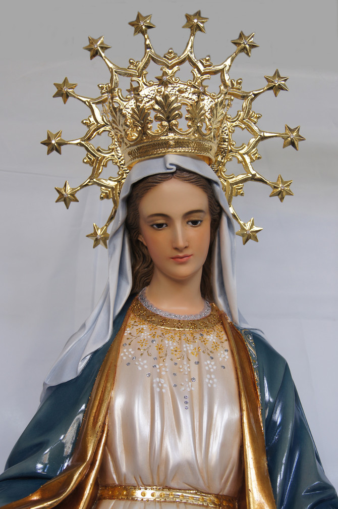 Our Lady of Grace Church Statue With Crown & Halo - 50 Inch - Hand ...