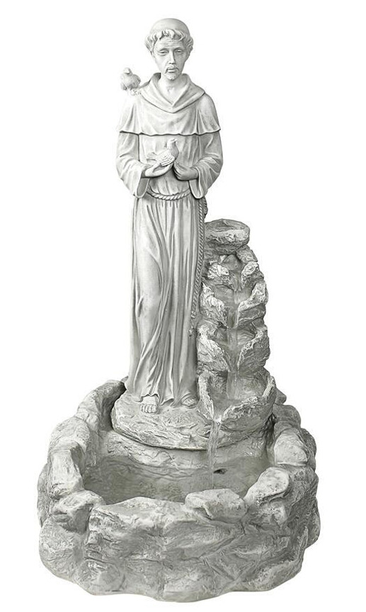 St. Francis Outdoor Garden Church Statue Water Fountain 29 Inch