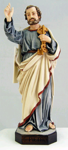 St. Peter Statue - 12 Inch - Hand Painted Alabaster - Italian Import