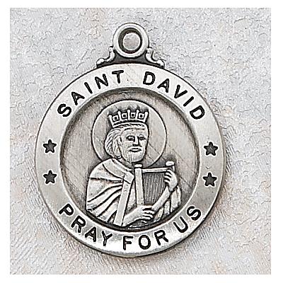St. David Medal - Sterling Silver - 7/8 Inch with 20 Inch Chain
