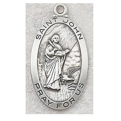 St. John Medal - Sterling Silver - 1 Inch With 24 Inch Chain