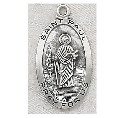 St. Paul Medal - Sterling Silver - 1 Inch With 24 Inch Chain