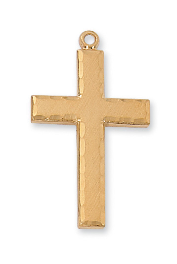 Gold Over Sterling Silver Cross Necklace With 24 Inch Gold Plated Brass ...