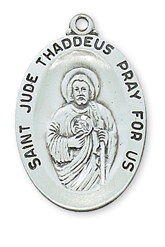 Sterling Silver St. Jude Medal Necklace With 24 Inch Rhodium Plated ...