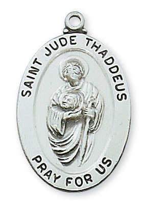 Sterling Silver St. Jude Medal Necklace With 20 Inch Rhodium Plated ...