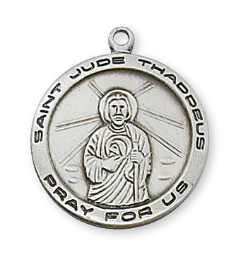 Sterling Silver St. Jude Medal Necklace With 18 Inch Rhodium Plated ...