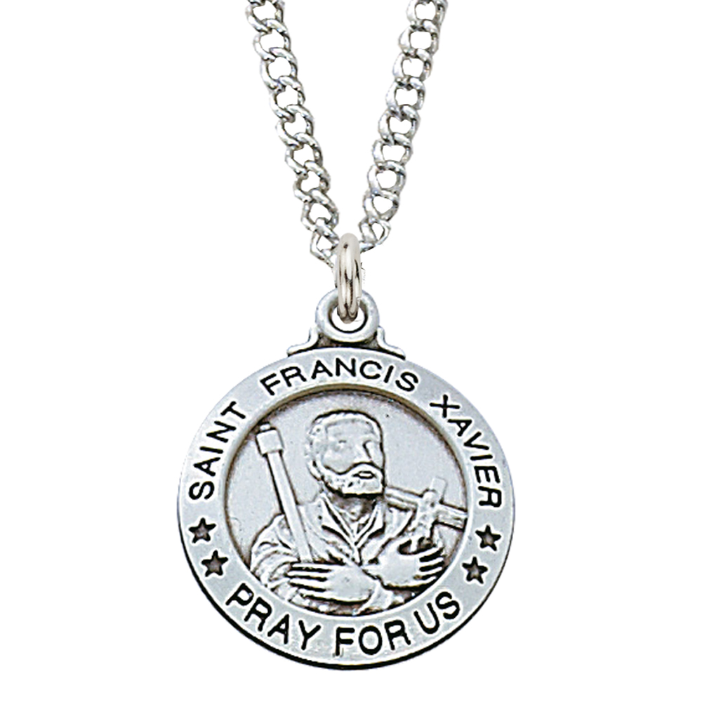 Sterling Silver St. Francis Xavier Medal Necklace With 20 Inch Rhodium ...
