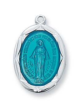 Sterling Silver Miraculous Medal Necklace With 18 Inch Rhodium Plated ...