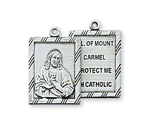 Sterling Silver Scapular Medal Necklace With 18 Inch Rhodium Plated ...
