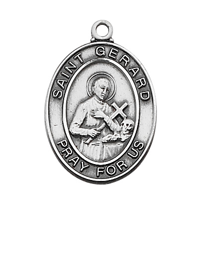 Sterling Silver St. Gerarc Medal Necklace With 18 Inch Rhodium Plated ...