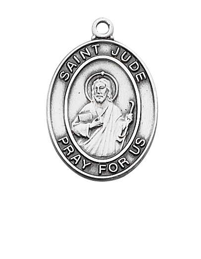Sterling Silver St. Jude Medal Necklace With 18 Inch Rhodium Plated ...