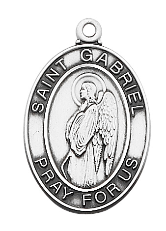 Sterling Silver St. Gabriel Medal Necklace With 18 Inch Rhodium Plated ...