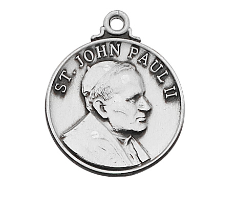 Sterling Silver St. John Paul II Medal Necklace With 20 Inch Rhodium ...