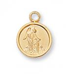 Gold Over Sterling Silver Guardian Angel Medal Necklace With 16 Inch Gold Plated Brass Chain and Deluxe Gift Box