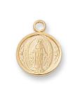 Gold Over Sterling Silver Miraculous Medal Necklace With 16 Inch Gold Plated Brass Chain and Deluxe Gift Box