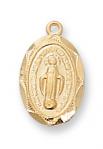 Gold Over Sterling Silver Miraculous Medal Necklace With 16 Inch Gold Plated Brass Chain and Deluxe Gift Box