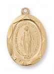 Gold Over Sterling Silver Miraculous Medal Necklace With 18 Inch Gold Plated Brass Chain and Deluxe Gift Box