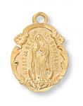 Gold Over Sterling Silver Our Lady of Guadalupe Medal Necklace With 18 Inch Gold Plated Brass Chain and Deluxe Gift Box
