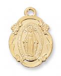 Gold Over Sterling Silver Miraculous Medal Necklace With 18 Inch Gold Plated Brass Chain and Deluxe Gift Box