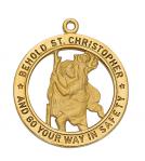 Gold Over Sterling Silver St. Christopher Medal Necklace With 24 Inch Gold Plated Brass Chain and Deluxe Gift Box