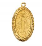 Gold Over Sterling Silver Miraculous Medal Necklace With 18 Inch Gold Plated Brass Chain and Deluxe Gift Box