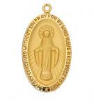 Gold Over Sterling Silver Miraculous Medal Necklace With 24 Inch Gold Plated Brass Chain and Deluxe Gift Box
