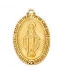 Gold Over Sterling Silver Miraculous Medal Necklace With 24 Inch Gold Plated Brass Chain and Deluxe Gift Box