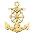 Gold Over Sterling Silver Anchor Medal Necklace With 24 Inch Gold Plated Brass Chain and Deluxe Gift Box