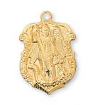 Gold Over Sterling Silver St. Michael Medal Necklace With 18 Inch Gold Plated Brass Chain and Deluxe Gift Box