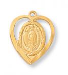 Gold Over Sterling Silver Our Lady of Guadalupe Medal Necklace With 18 Inch Gold Plated Brass Chain and Deluxe Gift Box