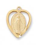 Gold Over Sterling Silver Miraculous Medal Necklace With 18 Inch Gold Plated Brass Chain and Deluxe Gift Box