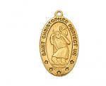 Gold Over Sterling Silver St. Christopher Medal Necklace With 18 Inch Gold Plated Brass Chain and Deluxe Gift Box