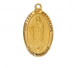 Gold Over Sterling Silver Our Lady of Guadalupe Medal Necklace With 18 Inch Gold Plated Brass Chain and Deluxe Gift Box