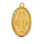 Gold Over Sterling Silver Miraculous Medal Necklace With 18 Inch Gold Plated Brass Chain and Deluxe Gift Box