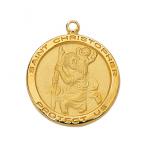Gold Over Sterling Silver St. Christopher Medal Necklace With 18 Inch Gold Plated Brass Chain and Deluxe Gift Box