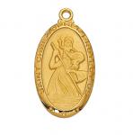 Gold Over Sterling Silver St. Christopher Medal Necklace With 24 Inch Gold Plated Brass Chain and Deluxe Gift Box