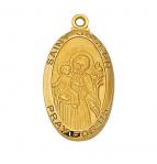 Gold Over Sterling Silver St. Joseph Medal Necklace With 24 Inch Gold Plated Brass Chain and Deluxe Gift Box