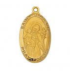 Gold Over Sterling Silver St. Joseph Medal Necklace With 24 Inch Gold Plated Brass Chain and Deluxe Gift Box