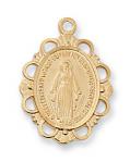 Gold Over Sterling Silver Miraculous Medal Necklace With 18 Inch Gold Plated Brass Chain and Deluxe Gift Box