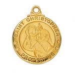 Gold Over Sterling Silver St. Christopher Medal Necklace With 20 Inch Gold Plated Brass Chain and Deluxe Gift Box