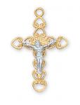 Gold Over Sterling Silver Crucifix Necklace With 18 Inch Gold Plated Brass Chain and Deluxe Gift Box