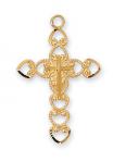 Gold Over Sterling Silver Cross Necklace With 18 Inch Gold Plated Brass Chain and Deluxe Gift Box