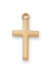 Gold Over Sterling Silver Cross Necklace With 16 Inch Gold Plated Brass Chain and Deluxe Gift Box