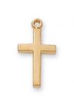 Gold Over Sterling Silver Cross Necklace With 16 Inch Gold Plated Brass Chain and Deluxe Gift Box