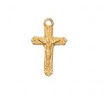 Gold Over Sterling Silver Crucifix Necklace With 16 Inch Gold Plated Brass Chain and Deluxe Gift Box