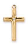 Gold Over Sterling Silver Cross Necklace With 18 Inch Gold Plated Brass Chain and Deluxe Gift Box