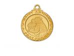 Gold Over Sterling Silver St. Anthony Medal Necklace With 18 Inch Gold Plated Brass Chain and Deluxe Gift Box